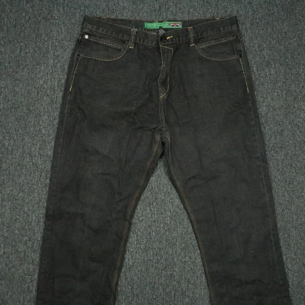 Coogi Jeans Mens 40x34‎ Black Straight Baggy Embroidered Pockets 5 Pocket
